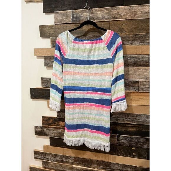 Lilly Pulitzer Getaway Cover Up Off the Shoulder Cats Meow Stripe Size S - Picture 3 of 6